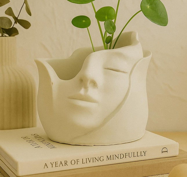 Zen-Style Head Planter/ Abstract Face Head Planter