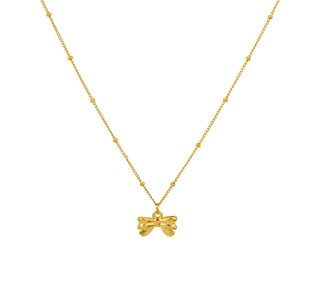 Dainty Bow Pendant Necklace-soristyle