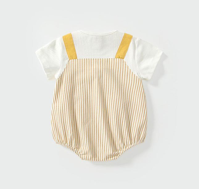 Summer Arrival Baby Girls Short Sleeves Cute Overalls Pattern Striped bodysuit