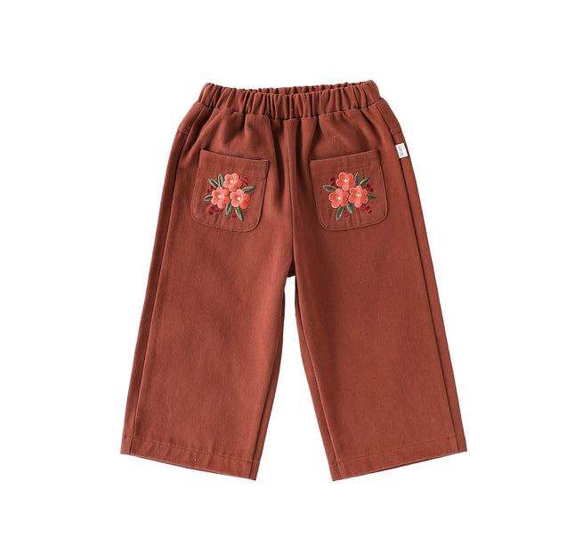 Spring and Autumn Arrival Casual Baby Kids Girls Flowers Pattern Pants