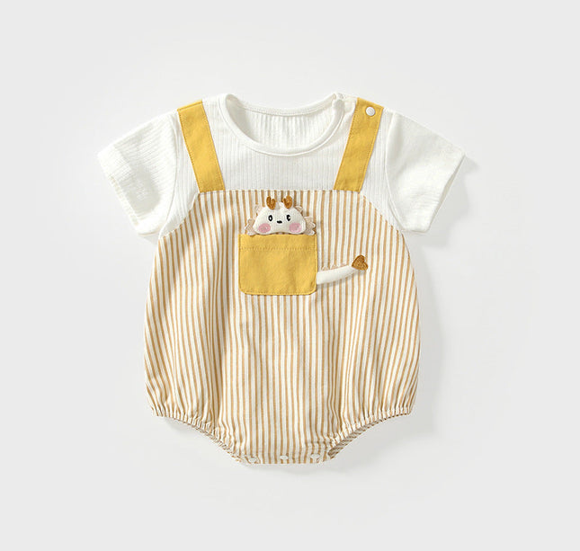 Summer Arrival Baby Girls Short Sleeves Cute Overalls Pattern Striped bodysuit