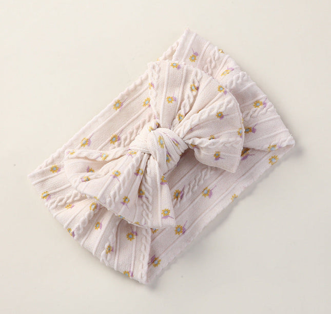 Baby Floral Print Soft Big Bow Headband