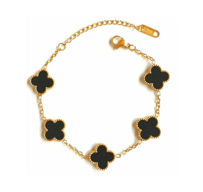 Black Four Leaf Clover Bracelet